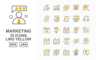 25 Premium Marketing Lino Yellow Icon Pack
