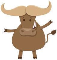 personaje de animal salvaje de dibujos animados de búfalo africano vector