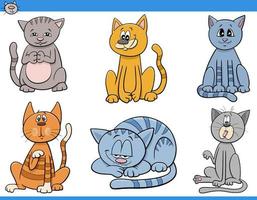 Conjunto de personajes de dibujos animados de gatos y gatitos vector