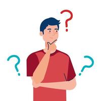 Man avatar thinking with question marks vector design