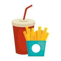 french fries and soda mug vector design