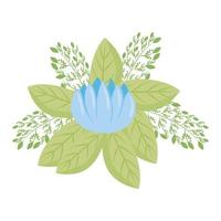blue flower with leaves vector design