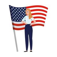 empresaria con diseño de vector de bandera de Estados Unidos