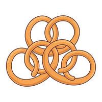 Conjunto, apetitosos iconos de pretzel sobre fondo blanco. vector