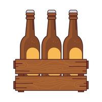 Cervezas en la caja de madera, sobre fondo blanco. vector