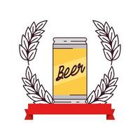 beer can with decoration of spike and ribbon on white background vector