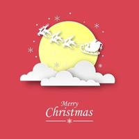 Merry christmas background in paper style vector