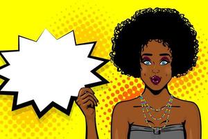 Black african-american young girl pop art vector