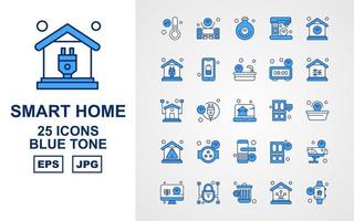 25 paquete de iconos premium de tonos azules para el hogar inteligente vector