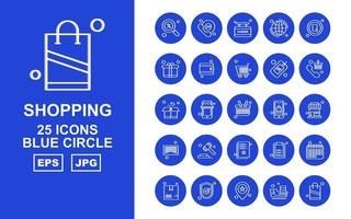 25 Premium Shopping Blue Circle Icon Pack vector