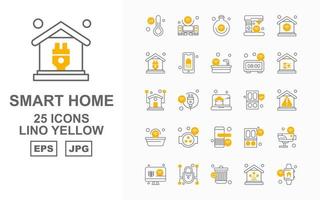 25 Premium Smart Home Lino Yellow Icon Pack