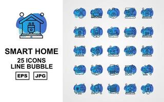 25 Premium Smart Home Line Bubble Icon Pack vector