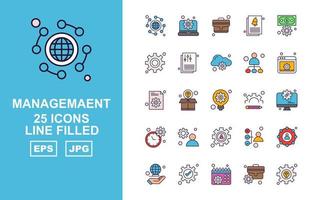 25 Premium Management Line Filled Icon Pack vector