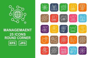 25 Premium Management Round Corner Icon Pack vector