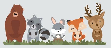 lindos animales del bosque vector