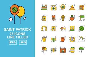 25 paquete de iconos premium lleno de línea de saint patrick vector