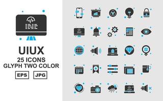 25 Premium UIUX Glyph Two Color Icon Pack vector