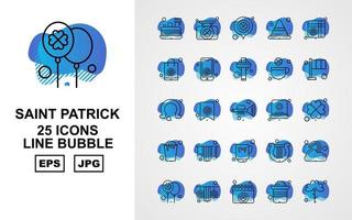 Paquete premium de 25 iconos de burbujas de línea de saint patrick vector