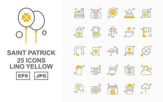 25 Premium Saint Patrick Lino Yellow Icon Pack vector