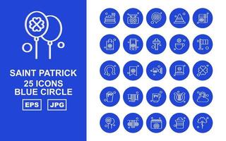 25 paquete premium de iconos de círculo azul de san patricio vector