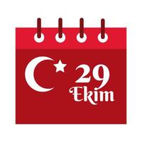 Turkey Republic Day with number 29 on calendar flat style vector