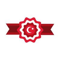 Turkey Republic Day moon and star symbol in ribbon frame flat style vector