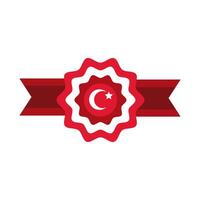 Turkey Republic Day moon and star symbol in ribbon frame flat style vector