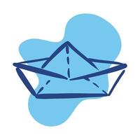 icono de estilo de línea de barco de papel vector