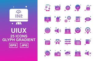 25 Premium UIUX Glyph Gradient Icon Pack vector