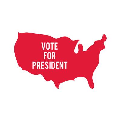 usa map with vote for president text flat style icon