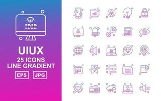 25 Premium UIUX Line Gradient Icon Pack vector