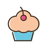 sweet cupcake delicious line and fill style icon vector