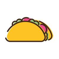 mexican taco food line and fill style icon vector