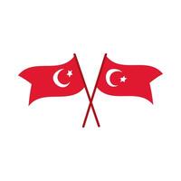 Turkey Republic Day with flags crossed flat style vector