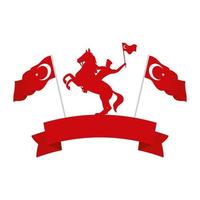 Militar turco a caballo con banderas de Turquía vector