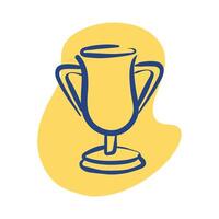 trophy cup award line style icon vector