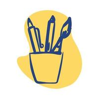 pencils in cup line style icon vector