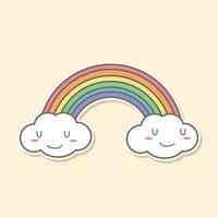 arcoiris pastel y icono de nube vector