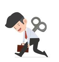 tired businessman with clockwork key vector