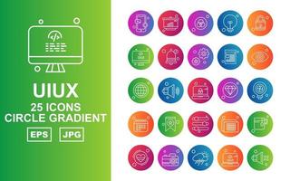 25 Premium UIUX Circle Gradient Icon Pack vector
