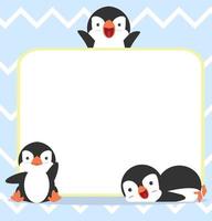 cute frame border with adorable penguin vector