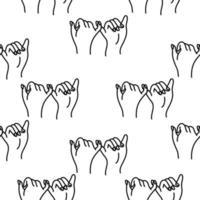 Promise hand gesture outline vector seamless pattern