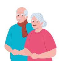 elderly couple smiling, old woman and old man couple in love vector