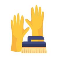 rubber gloves with brush cleaning, on white background vector