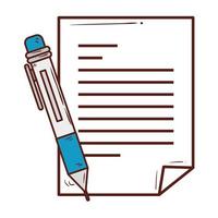 paper document with pen supply, on white background vector