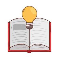 open book with light bulb, on white background vector