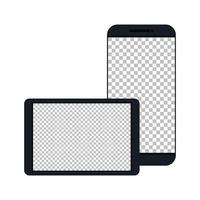 Tecnología de dispositivo de tableta con smartphone sobre fondo blanco. vector