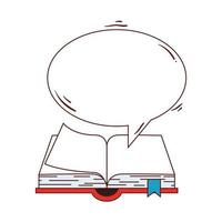 open book with speech bubble in white background vector