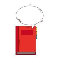 notebook supply school with speech bubble on white background vector