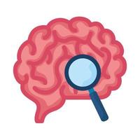 brain exploration with magnifying glass, on white background vector